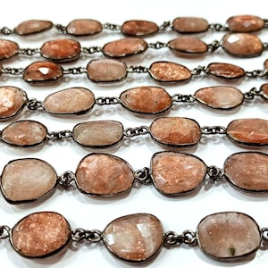 Golden Sandstone Briolette Free Shape 12 to 15mm Bezel Connector sold Per foot Great Quality Chain