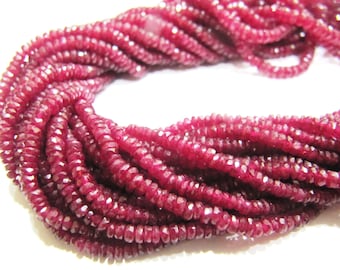 Natural Ruby Rondelle Faceted top Quality 2.5 to 4mm Graduated Beads Sold Per strand 8 inches Long Untreated Gemstones Longido Mines