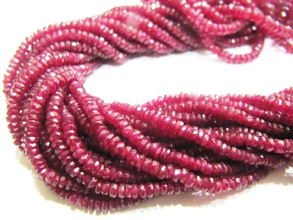 Natural Ruby Rondelle Faceted top Quality 2.5 to 4mm Graduated Beads Sold Per strand 8 inches Long Untreated Gemstones Longido Mines