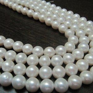 Natural White Pearl Round Ball shape 10-11mm Top Quality Beads Sold per strand 15-16 inches long Birthstone Beads Jewelry Making Gemstones