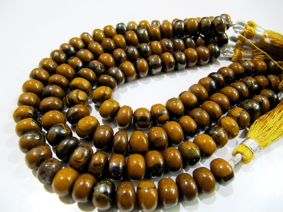 Extremely High Quality Natural Genuine Tiger Eye Plain Rondelle Beads / Smooth Rondelle Beads 8-9mm Size Sold per Strand 8 inch long
