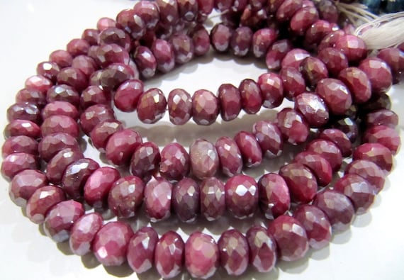 Best Quality Natural Garnet Color Moonstone Beads Rondelle Faceted AB Coated Moonstone Beads 9mm Strand 7 inch Far Size BeadsWholesale rate