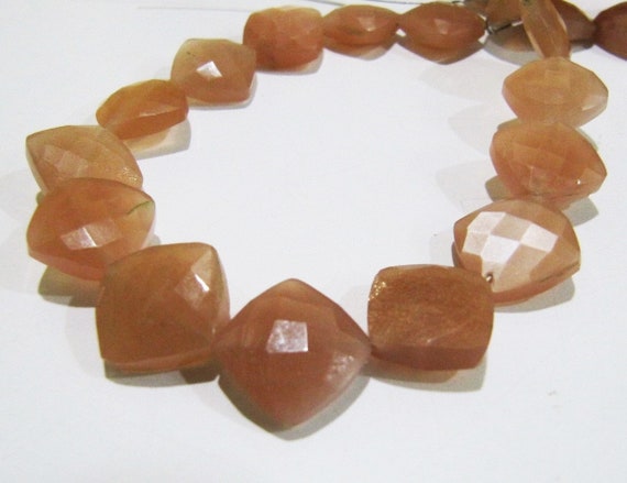 Natural Peach Moonstone Cushion Shape 11-12mm Briolette Beads Square shape beads strand 8 inches Jewelry Making Peach Color Gemstone Beads