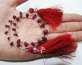 Natuurlijke Ruby Smooth Plain Drops kralen 3x4 tot 6x9mm Teardrop Kostbare Kralen Strand 8 Inch Lange Ruby Gladde Druppelvorm Onbehandelde kralen