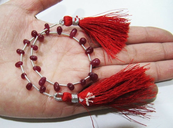 Natural Ruby Smooth Plain Drops beads 3x4 to 6x9mm Teardrop Precious Beads Strand 8 Inches Long Ruby Smooth Drop Shape Untreated beads