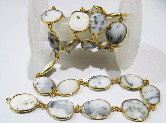 Natural Dendritic Opal Free Shape Briolette Bezel Connector Chain 13 to 16 mm  Sold Per Foot High Quality Beads Wholesale prices