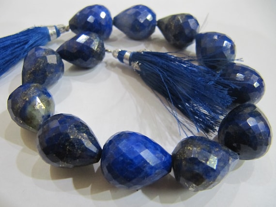Natural Lapis Lazuli Teardrop Briolette Beads Sold Per Pack Of 2 Loose Beads Straight Drilled Jewellery making Beads
