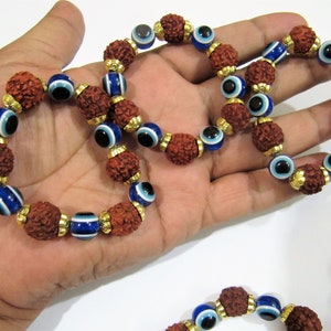 Rudraksh Bracelet 7inches Stretchy Bracelet Healing Stones 12mm Controlling Stress, Progress Easier Unisex Gift sold per piece