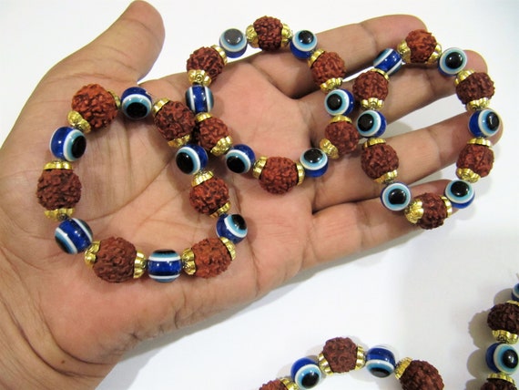 Rudraksh Bracelet 7inches Stretchy Bracelet Healing Stones 12mm Controlling Stress, Progress Easier Unisex Gift sold per piece