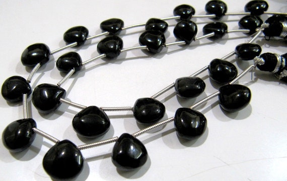 AAA Quality Heart Shape Black Onyx Plain Beads / 10 mm Size Smooth fancy Shape Black Chalcedony Beads / 8 inches Long Strand Wholesale Rate