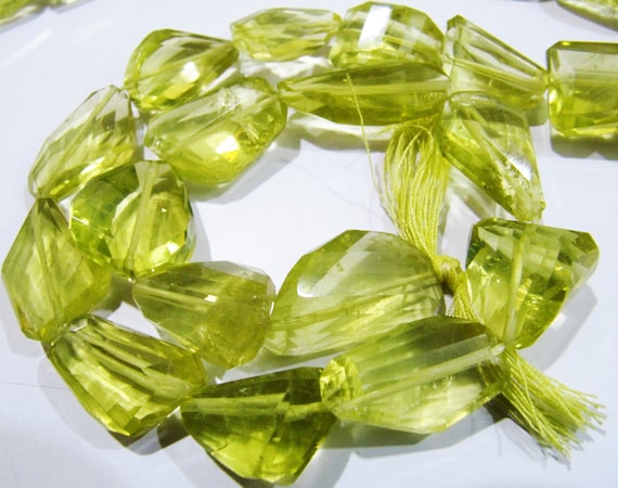 10 Loose Beads- Top Quality Natural Lemon Quartz Laser Cut Tumbled Beads / Faceted Lemon Quartz Fancy Shape Gemstone Beads / 11 to 25mm Size