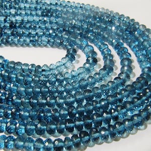 Topaz London Blue Color 8mm Rondelle Faceted Gemstone Beads Sold Per Strand 8 Inches Long Great Quality Beads
