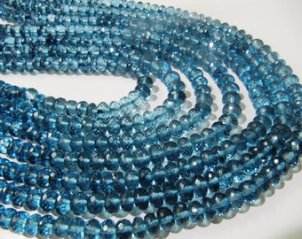 Topaz London Blue Color 8mm Rondelle Faceted Gemstone Beads Sold Per Strand 8 Inches Long Great Quality Beads