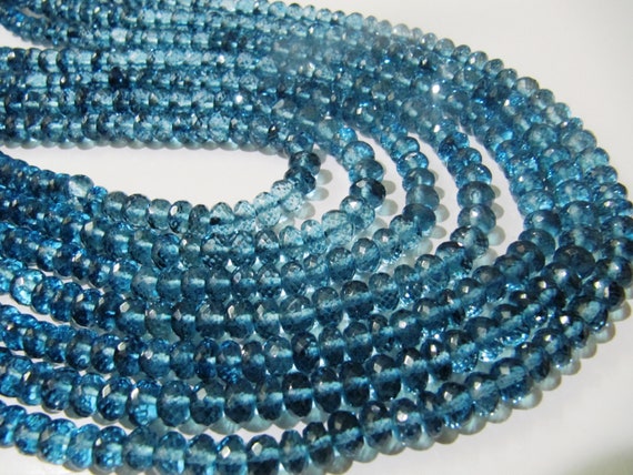 Topaz London Blue Color 8mm Rondelle Faceted Gemstone Beads Sold Per Strand 8 Inches Long Great Quality Beads