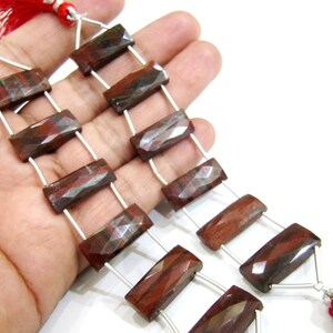 Natural Brown Jasper Cushion Shape Briolettte Faceted 10X22mm Double Drilled Beads Sold as a Strand of 6 Beads Wholesale Price