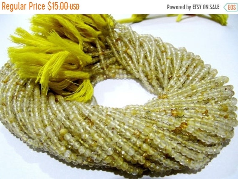 ON SALE Natural Golden Rutilated 2.5mm Rondelle Faceted Beads 13 Inches Long Semi Precious Golden Color Beads Top Quality Sold Per Strand