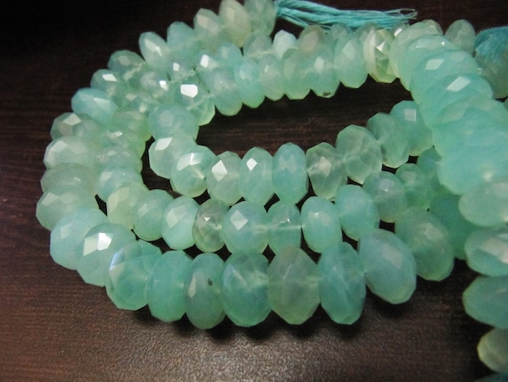 Natural Aqua Blue Chalcedony Far Size Beads Rondelle Faceted Size 9-10 mm You Choose Strand 10inches Long gemstone Beads