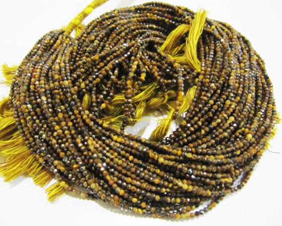 Natural Tiger Eye Rondelle Faceted Beads 2mm Brown Color Beads Sold per Strand 13 Inches long Top Quality Jewelry making Beads