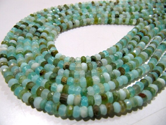 Natural Peruvian Opal Rondelle Briolette faceted Beads 3mm to 5mm best Quality Beads Strand 13 inches Long  Israel Cut gemstone beads
