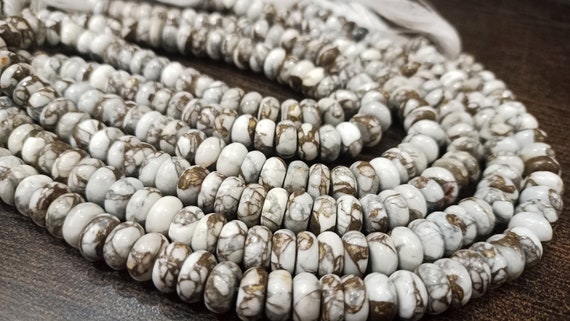 Natural White Howlite Copper Turquoise Rondelle Plain 8mm Beads Sold Per Strand 8 Inches Long Great Quality Mohave Gemstone  Beads