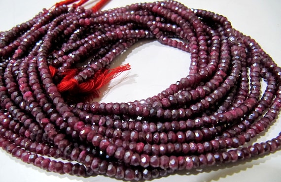 Natural Ruby Silverite Rondelle Faceted 4-5mm Size Gemstone Beads strand 13 Inches Long Wholesale Prices Jewelry making beads