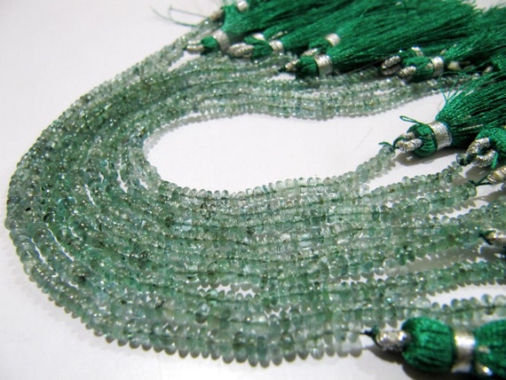Natural Emerald Rondelle Plain Smooth Beads 2.5-3mm strand 8 inches Zambia Mined  Precious Untreated Genuine Emerald Birth Stones