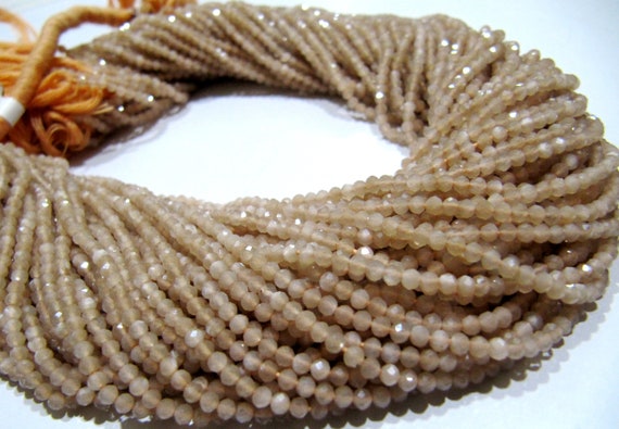 Natural Peach Moonstone 2.5mm Rondelle Micro faceted Gemstone Beads Strand 13 Inches Long Best Quality Beads Sold Per Strand