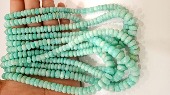 Natural Amazonite Rondelle Plain Smooth 5 to 8mm Beads Sold Per Strand 8 Inches long Great Quality Beads