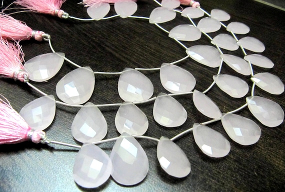 Hydro Rose Quartz Pear shape Briolette Faceted 15x20mm Beads Strand 8 inch long Gemstone Very Good Quality beads Wholesale Prices