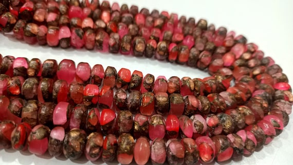 Natural Light Pink Copper Turquoise Rondelle Plain Smooth Size 8mm Gemstone Beads Sold Per Strand 8  Inches Long Best Quality Beads