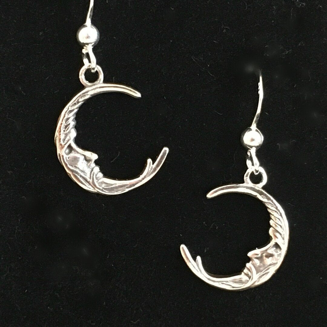 Sterling Silver Mermaid Dangle Drop Earrings Crescent Moon Jewelry