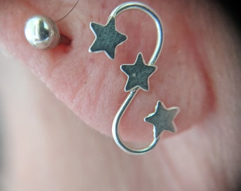 Silver Triple-Star sterling stud earrings