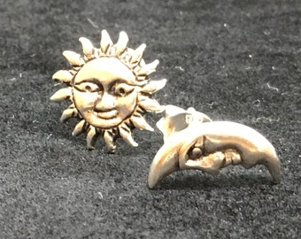 Unique Silver Moon and Sun Earrings