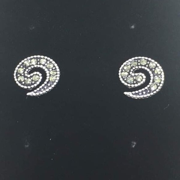 Sterling Silver Push-Back Earrings Decorated With Marcasite