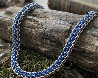 Full Persian 6 in 1 Chainmail Necklace, 20 inch, Unisex, Chainmaille Jewelry, Hypoallergenic and Anodized Aluminum