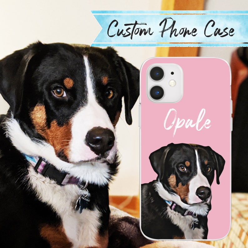 Custom Pet Phone Case iPhone 11 Case Gift for Dog Lovers Personalized Pet Portrait All iPhone Case Model & Samsung Case iPhone 13 image 2