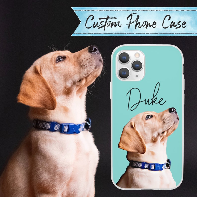 Custom Pet Phone Case iPhone 11 Case Gift for Dog Lovers Personalized Pet Portrait All iPhone Case Model & Samsung Case iPhone 13 image 1