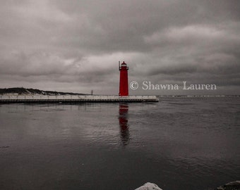 Lighthouse Red Print | Muskegon | Lake Michigan | Michigan Photography | Canvas Print