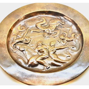 Art-deco bronze plate made by G.A.B. in Sweden, 28 cm wide