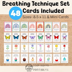 Printable Breathing Cards for Kids Mindfulness & Calm Down Corner Emotional Regulation Tools, Digital Download Mindful Breathing Cards