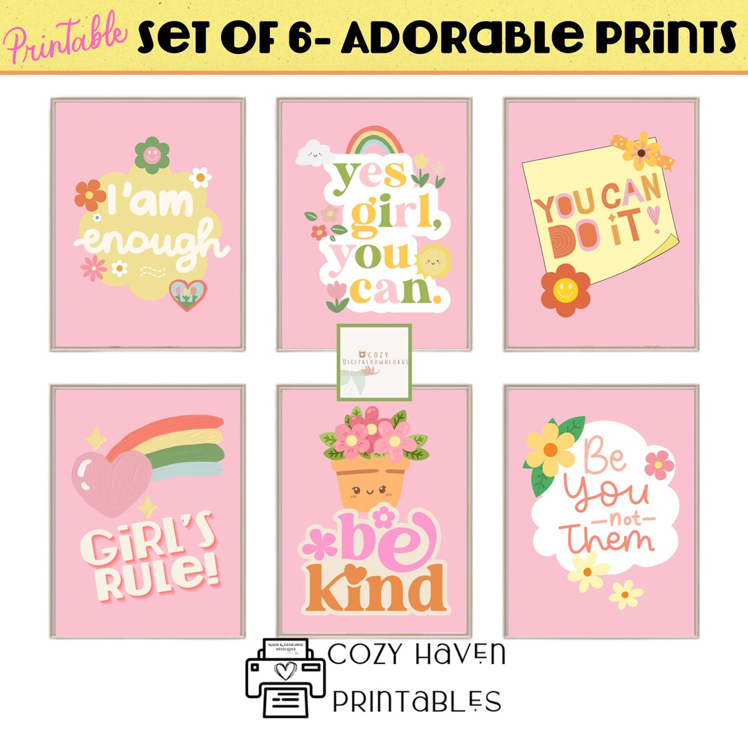 Positive Affirmations Girl Room Decor Motivational Posters Gallery Wall ...