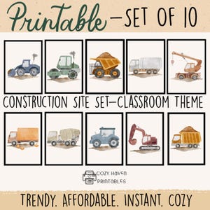 Construction Themed Classroom Decor Bundle | Printable Wall Art for Kids |  Classroom Posters | Learning Corner Printables Kindergarten Up