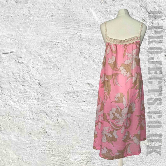 1960s vintage floral slip, night dress, pretty pi… - image 4