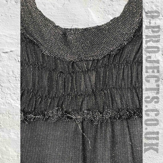 1970s vintage maxi dress, empire line, grey silve… - image 9