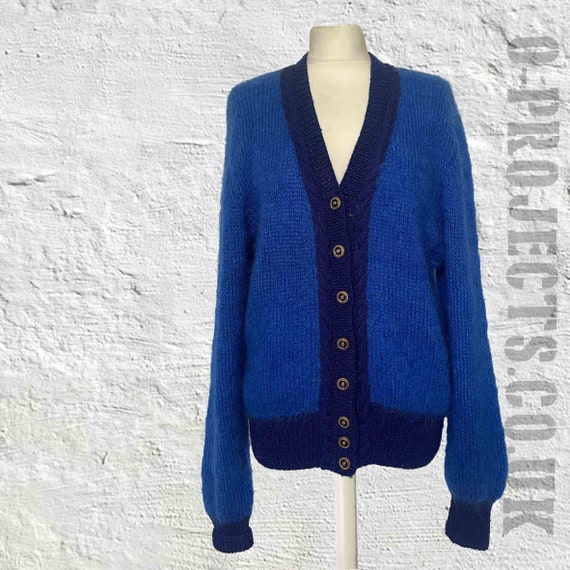 Fantastic Vintage Hand Knitted Mohair Cardigan, Two Tone Blue, Cable Texture Detail, Preppy, Mod, Dark Academia, Grunge, 6,8,10,12,14 - Etsy UK Fantastic Vintage Hand Knitted Mohair Cardigan, Two Tone Blue, Cable Texture Detail, Preppy, Mod, Dark Academia, Grunge, 6,8,10,12,14 - Etsy UK
