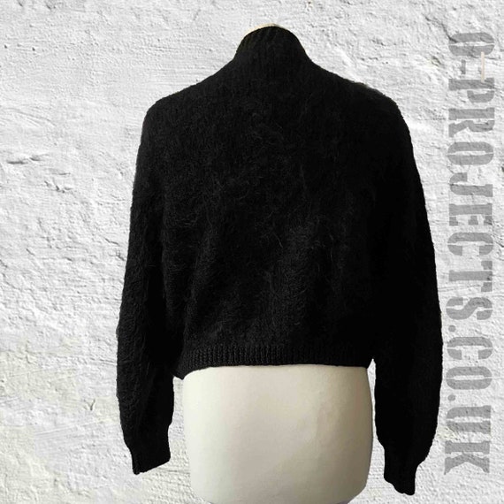 Vintage 1990's, hand knitted cardigan, fluffy, bl… - image 5