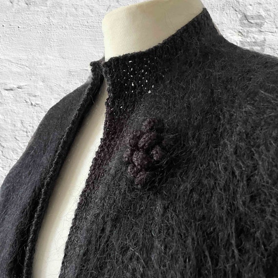 Vintage 1990's, hand knitted cardigan, fluffy, bl… - image 1