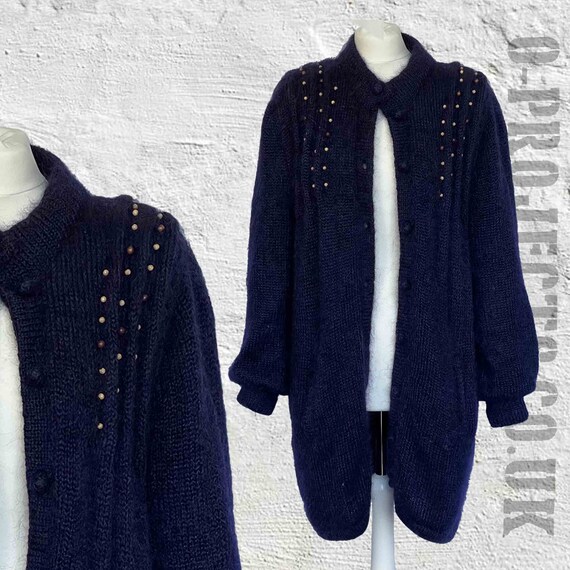 90s Purple Mohair Cardigan S, Vintage Flecked Colorful
