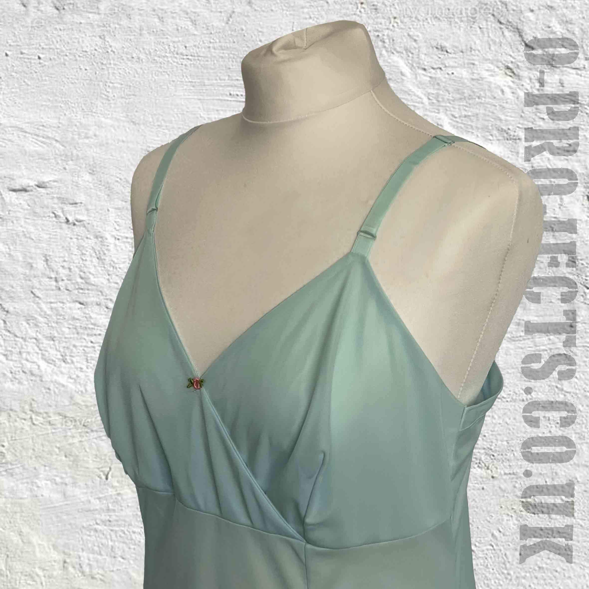 Vintage 1970s Wrap Slip Dress, Lingerie, Boudoir, Pastel Eggshell Blue