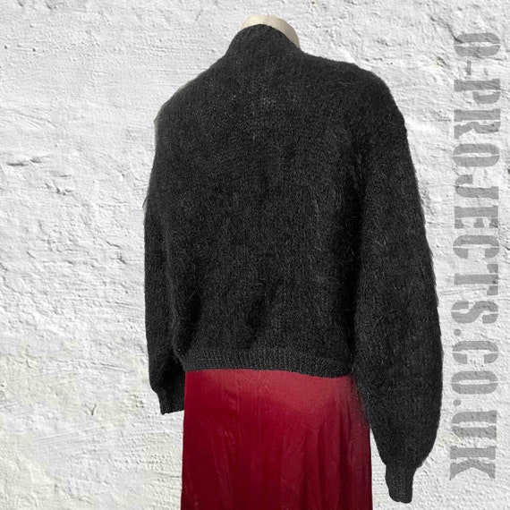 Vintage 1990's, hand knitted cardigan, fluffy, bl… - image 6